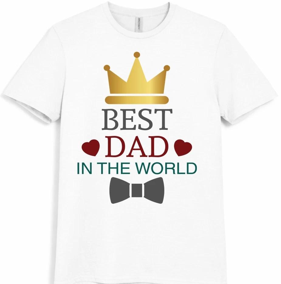 Fathers Day T-Shirt Best Dad In The World Crown Graphic Gift Crew Neck Tee M
