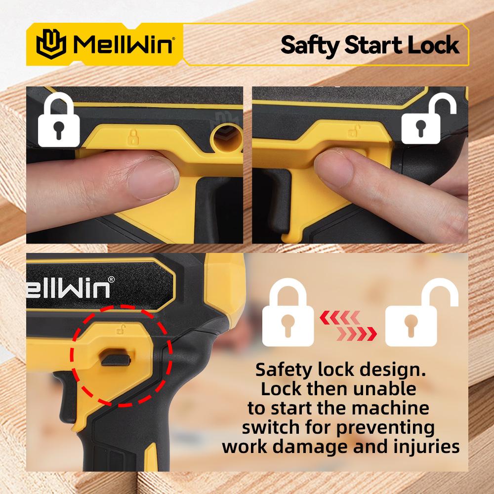 MELLWIN Cordless Electric Nail Gun 2 Mode Wireless Stapler Woodworking Framing Staple Gun Tools F30 For Makita 18V Battery Pin