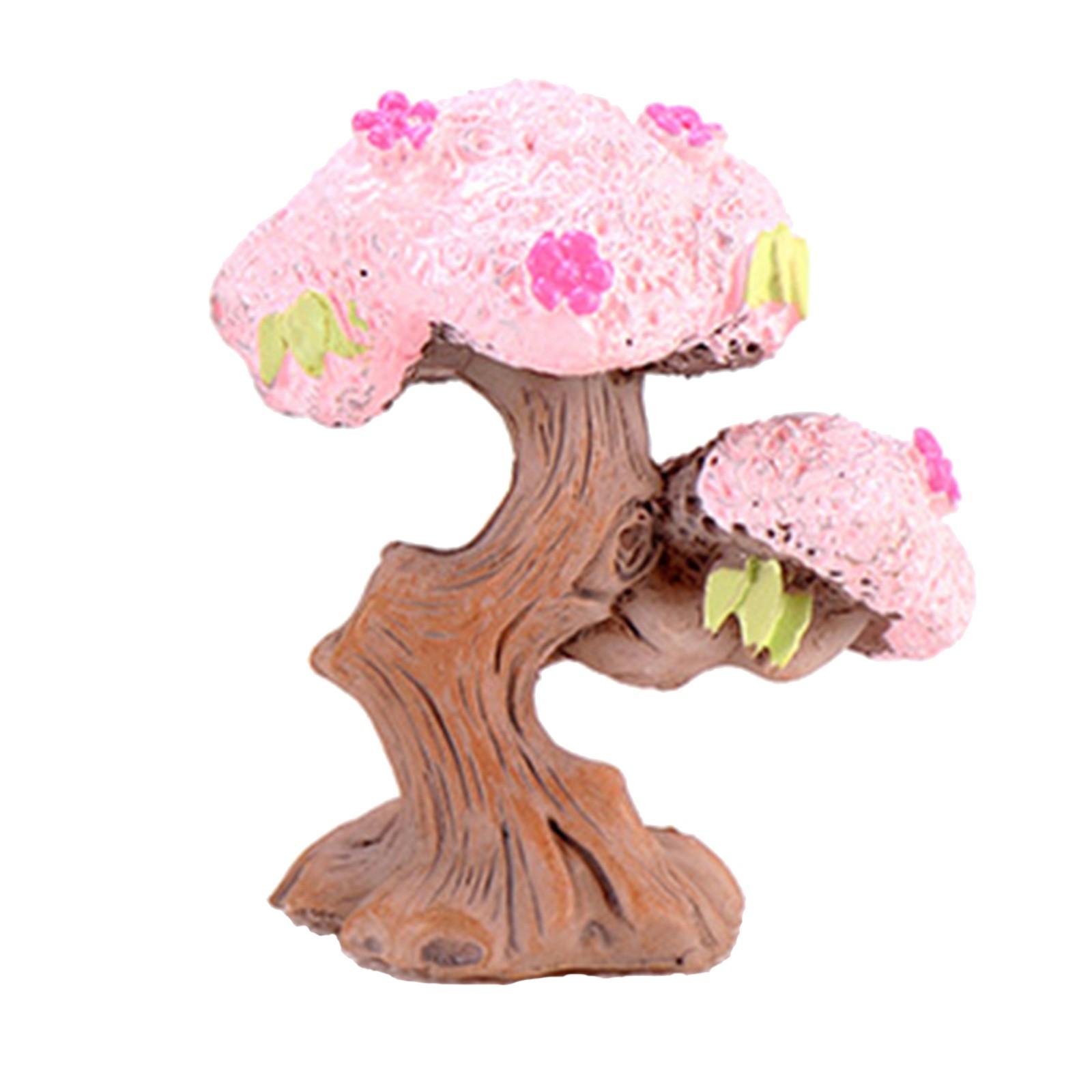 

(Оставьте следы)Микроландшафтное украшение Миниатюрная смола Имитация Садовая статуя Дерево розовый