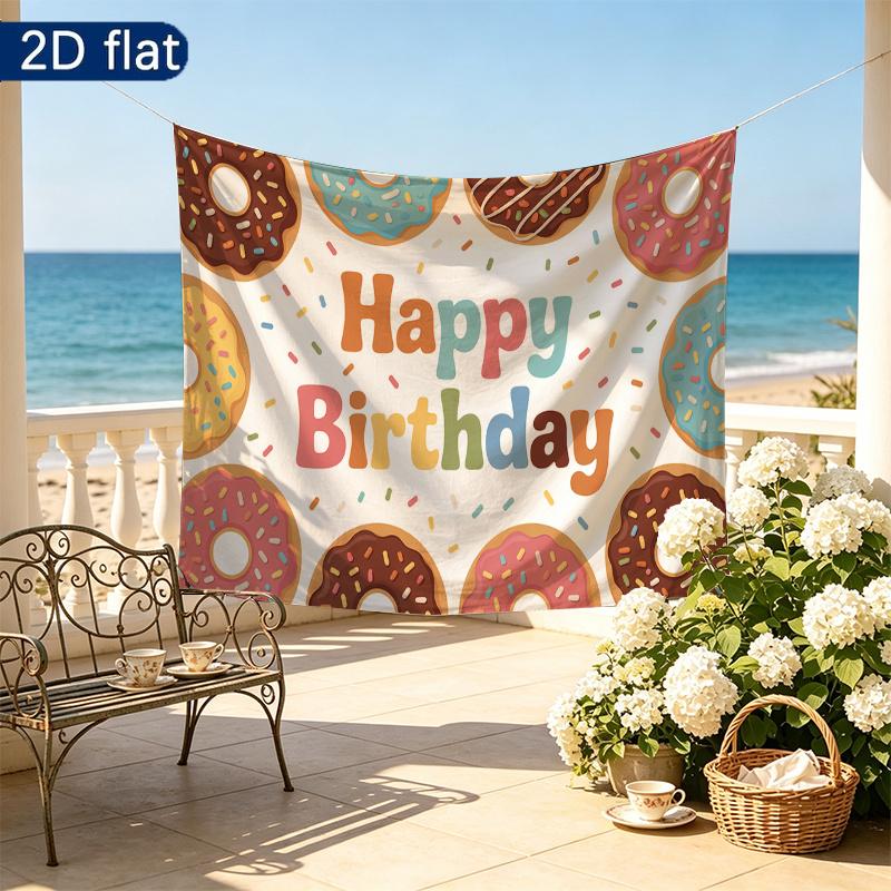 Birthday Gifts Donut Celebration Banner, Polyester Backdrop for Home Decor & Party Supplies
