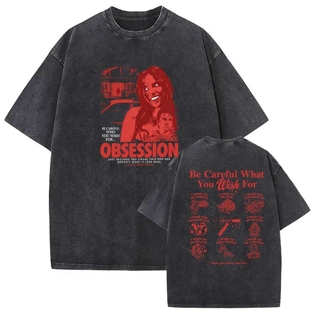 2026 Filmbesessenheit Sei vorsichtig, was du dir wünschst Augen Grafik Vintage Washed T-Shirts Herren Damen Kurzarm-T-Shirt Streetwear