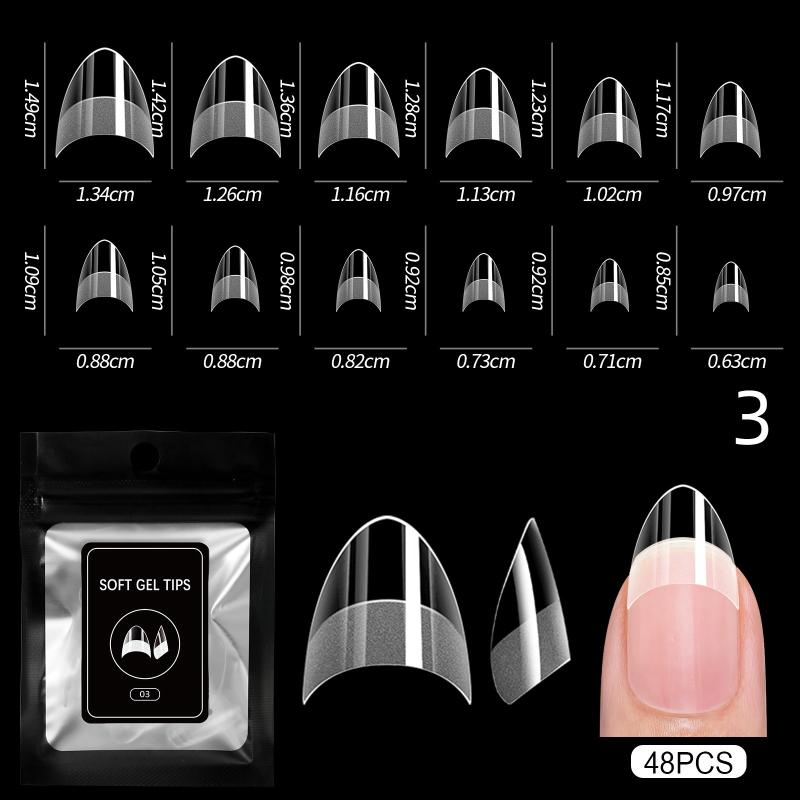 48Pcs Semi-Matte Press-On False Nails Medium Short Design Fake Nail Tips No Polishing Required for DIY Salon Home Use