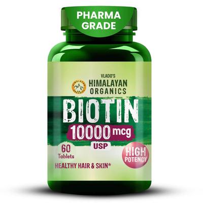 Vlados Biotin 10000 Mcg Tabletten Haare Haut Nägel Unterstützungs-Nahrungsergänzungsmittel Für Männer Frauen Packung mit 60 Tabletten
