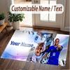 Custom Rug Kylian Mbappe Pattern Print Name Text Soft Non‑Slip Floor Carpet for Home Indoor Decoration