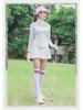 Women's Golf Outfit: Spring & Autumn Long-Sleeve T-Shirt with Short Lace Skirt, Korean Style, Slim Fit Sportswear
