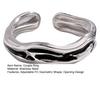 Couple Ring Thin Adjustable Open Band Stainless Steel Texture Minimalist Geometric Design Finger Ring Jewelry Gift