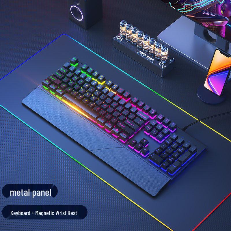 Silent Wired Mechanical-Feel Keyboard and Mouse Set for Gaming, Office, and Desktop Use