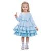 Girls' Fashionable Cute Solid-Color Stylish Children's Cake Dress Princess Dress Long-Sleeve Dress