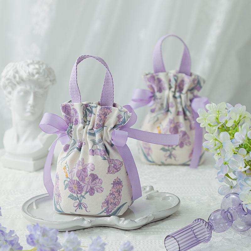 Retro Floral Pattern Drawstring Candy Bags Portable Reusable Wedding Party Favor Packaging Pouches