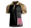 Patriotic Print Short Sleeve Polo Shirt, Casual Slim Fit, Great For Daily Wear
