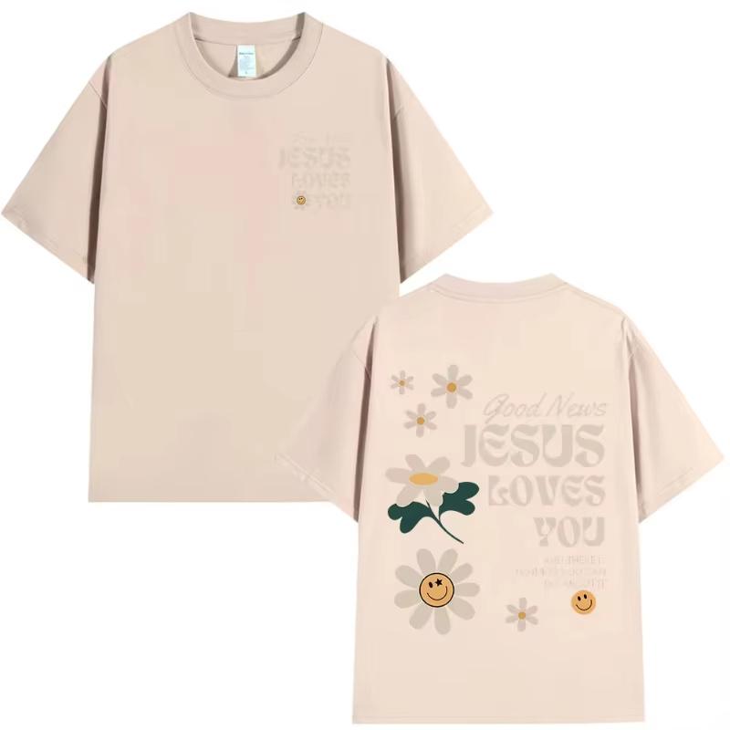 

Good News Jesus Loves You Christian Bible Verse Tshirts Unisexs Women Clothing Fashion Harajuku Short Sleeves T Shirts Streetwear 4XL