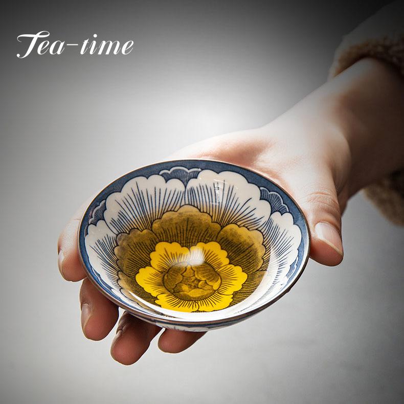 85ml Retro Blue and White Porcelain Cone Teacup Anti Scaling Hand-Painted Ceramic Tea Bowl Travel Meditation Cup Chinese Tea