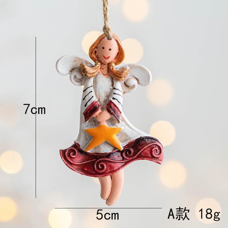 New Christmas Painted Resin Santa Claus Heart Pendant Retro Style Christmas Tree Imitation Ceramic Decoration navidad 2025