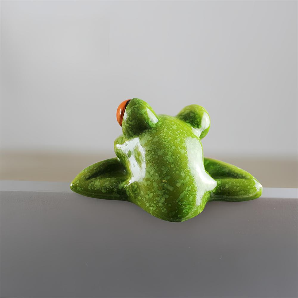 Creative 3D Frog Figurine Office Computer Decoration Car Decor Funny Peep Frog Statue Home TV Ornament Garden Bonsai Miniatures