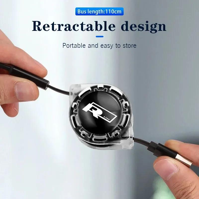 New New 3 In 1 Charge Cable Cord Multi Port Charging Wire Line For Volkswagen Rline T-Cross Arteon Jetta T-ROC Eos CC Sharan