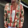Women's Fashion Christmas Print Long Sleeve Knitted Cardigan Button Jacket
