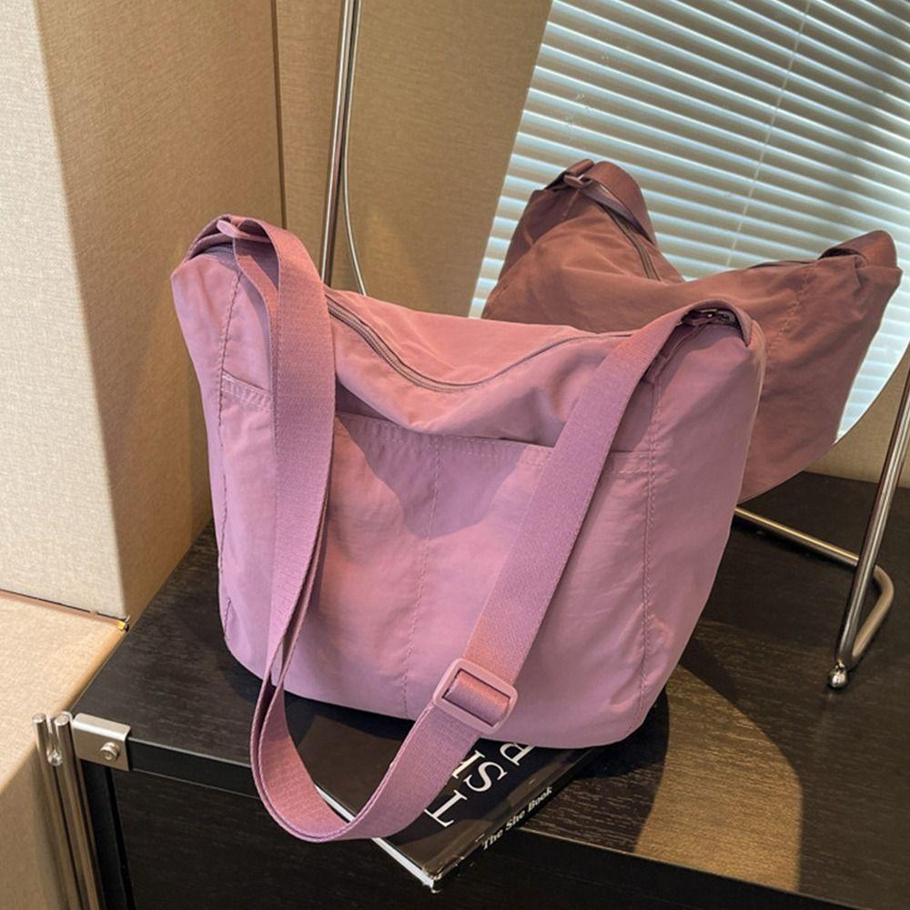 

Solid Color Shoulder Bags Portable Messenger Bags Simple Nylon Bags for Women Girls