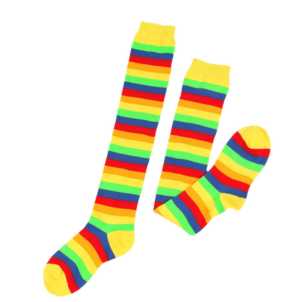 Rainbow Striped Long Tube Socks Over-the-Knee Socks Women Festival Party Costume Accessories Performance Dance Colorful Striped Socks Wholesale