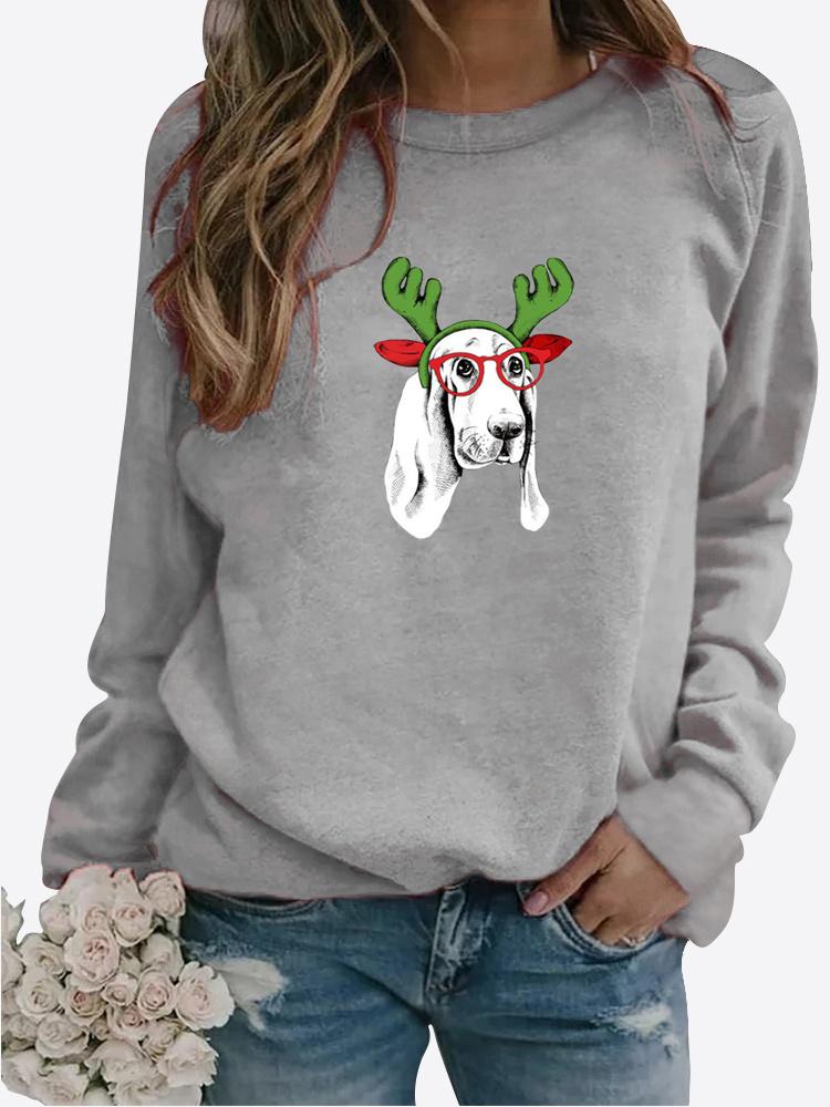 Frauen Winter Kleidung Floral Gedruckt Casual Sweatshirt Langarm Tops T-shirt Damen Rundhals Pullover Pullover