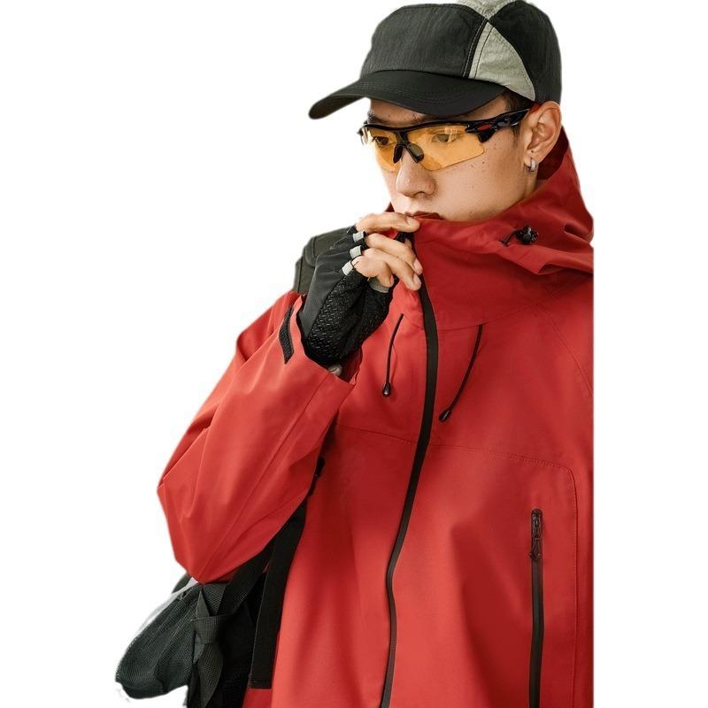 Lightweight single-layer hooded jacket men's outdoor hardcore rainstorm-proof warm windproof jacket women's mountaineering suit