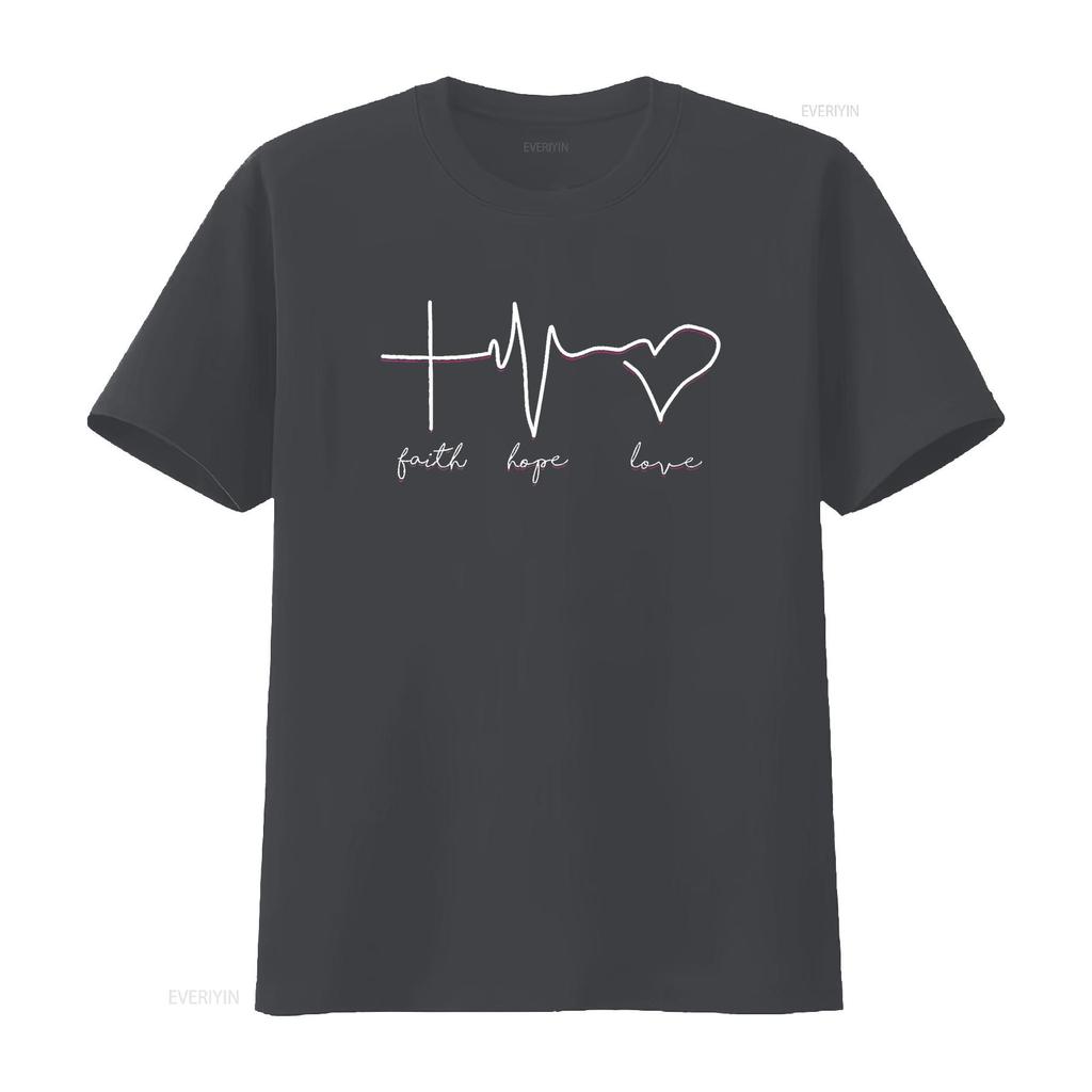 Womens Faith Hope Love T Shirt For All Black vintage Washed Casual Unisex fashion homme Top For Everyday Wear designer clothes