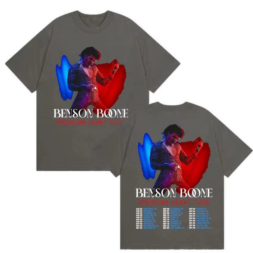

Hip Hop Y2k Short Sleeved Tshirt Benson Boone American Heart Journey 2025 Merch Printed Cotton Tshirt Street Wear Men Tshirt S