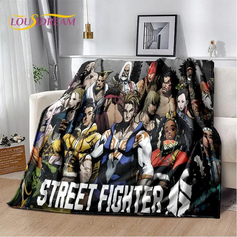 Couverture en peluche douce de joueur de jeu rétro Street Fighter, couverture en flanelle pour salon, chambre à coucher, lit, canapé, couverture de pique-nique