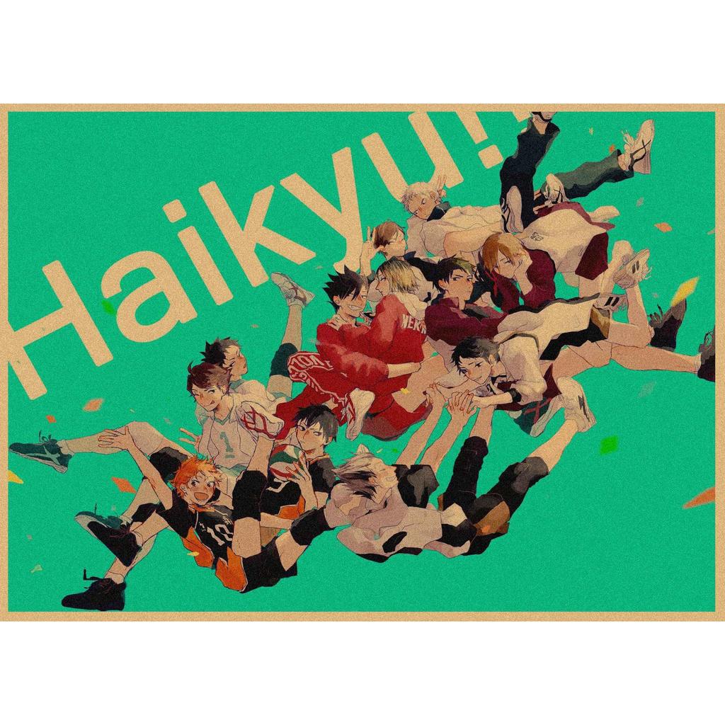 Haikyuu!! Retro Kraft Poster: Hinata Shoyo & Kageyama Tobio Decorative Wall Art