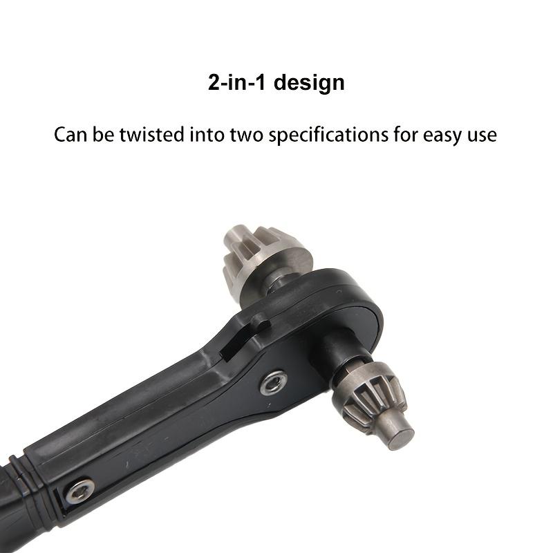 Set of 4 H-Type 2-In-1 Drill Chuck Key Ratchet Wrenches Featuring 3 Gear Specifications, a Versatile Black Tool Designed for Adjusting Drill Chucks