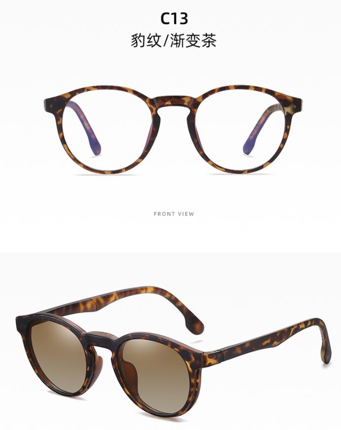 

Ladies Magnet Clip On Sunglasses Fashion Double Lens Luxury Brand Round Brown Gradient Sun Glasses Custom Prescription Polarized