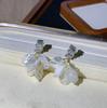 White Super Fairy Petal Tassel Imitation Shell Earrings, Fashionable Temperament Ear Accessories