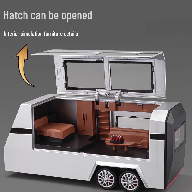 Cyber Pickup Truck with RV Trailer Die-cast Model