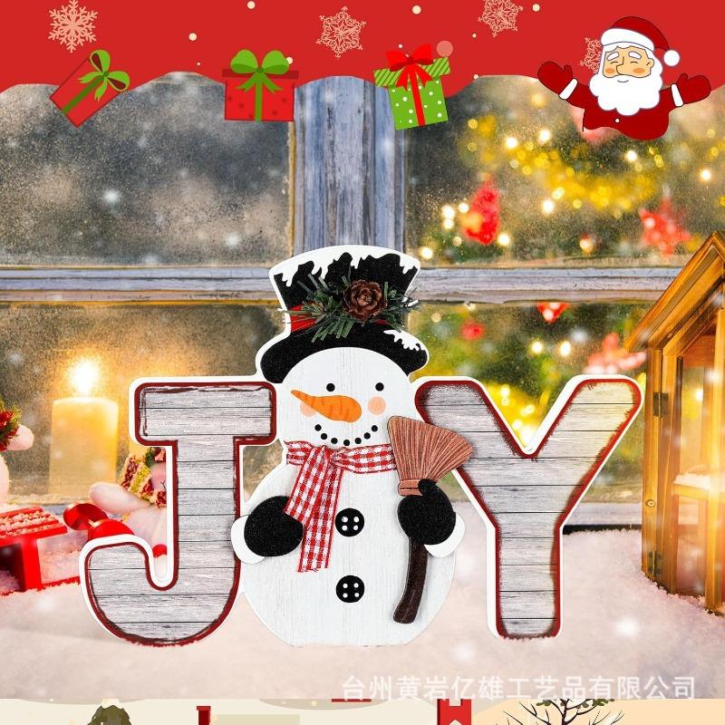Snowman christmas decoration wooden building block christmas table decoration table center decoration layered tray decoration ornament