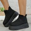 Large size thick-soled medium tube snow boots for women, new autumn and winter velvet thickened one-pedal cotton shoes for women