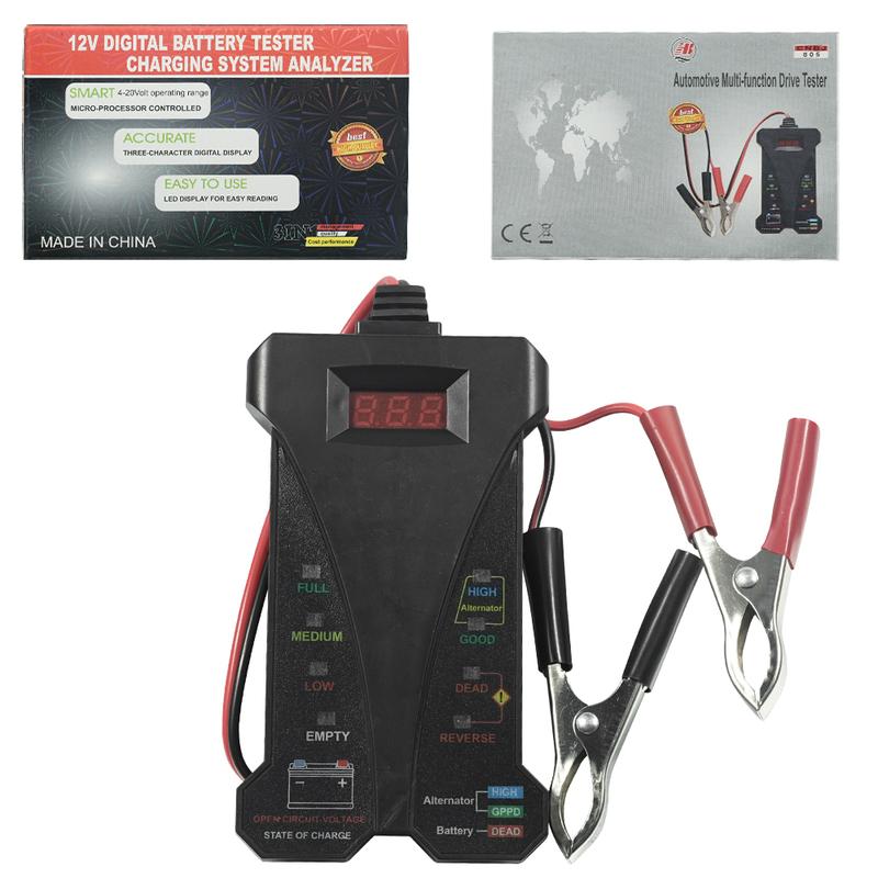12V Car Battery Tester Digital Alternator Tester LED Lights Display Car Diagnostic Tool Auto Battery Tester Analyzer for 4-20v