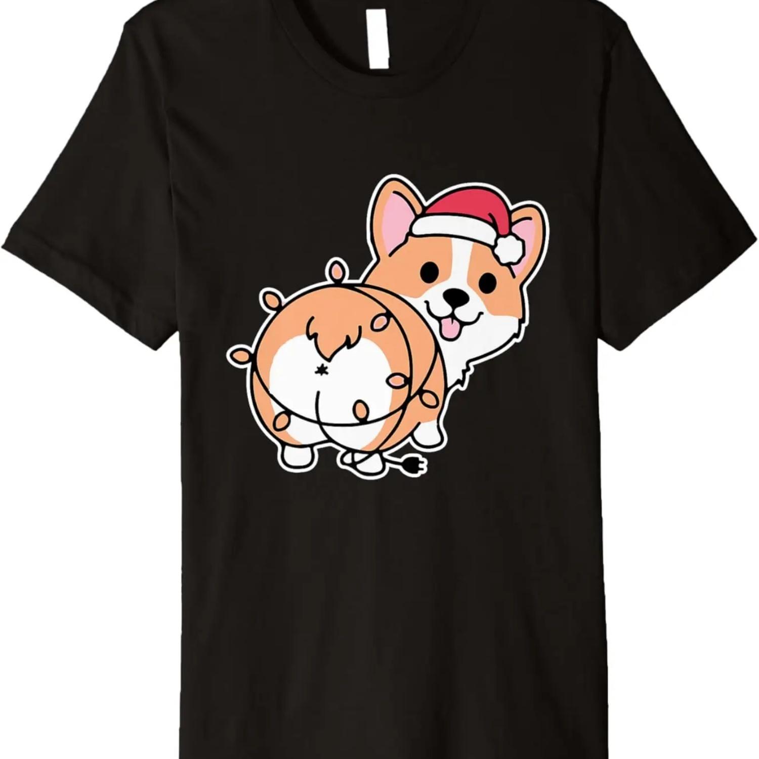 

Corgi Christmas Lights Pajama Cute Dog Puppy Lover X-Mas Premium T-Shirt S чёрный