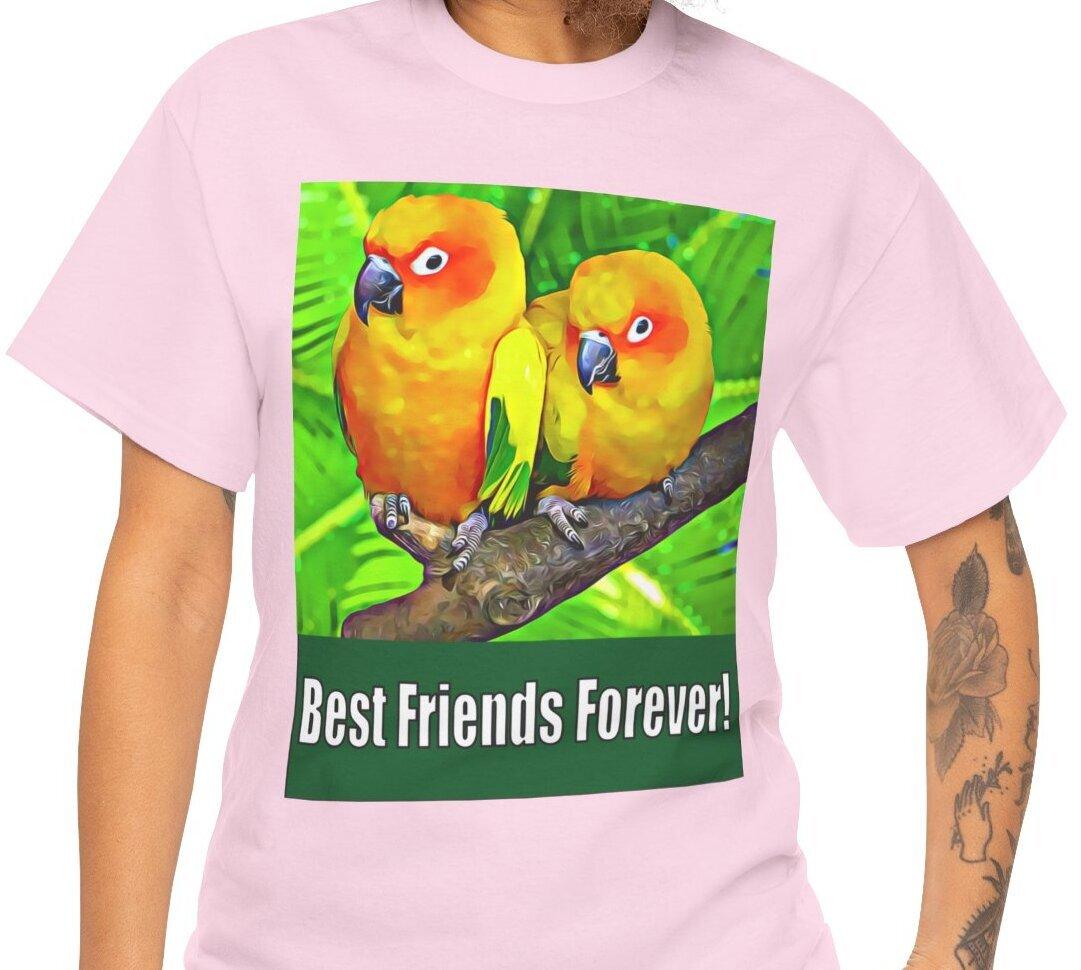 Sun Conures Best Friends Forever T-Shirt Mens Womens Tees Top Bird Parrot Friendship Love S
