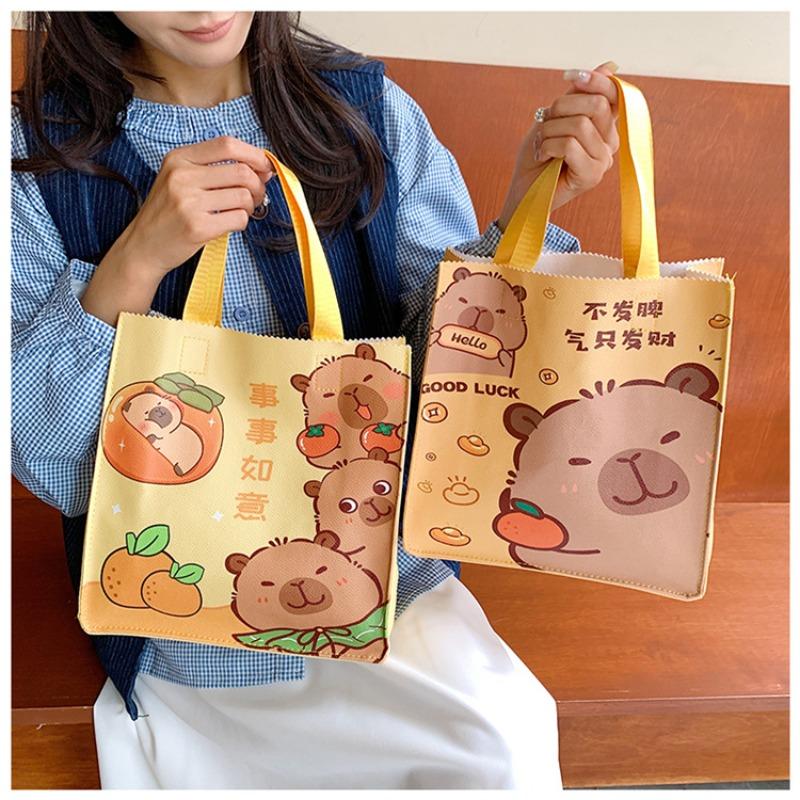 Large Capacity Handbag Simple Animation Cartoon Printing Handbag Shopping Bag Cute Cartoon Commuter Women's Bag