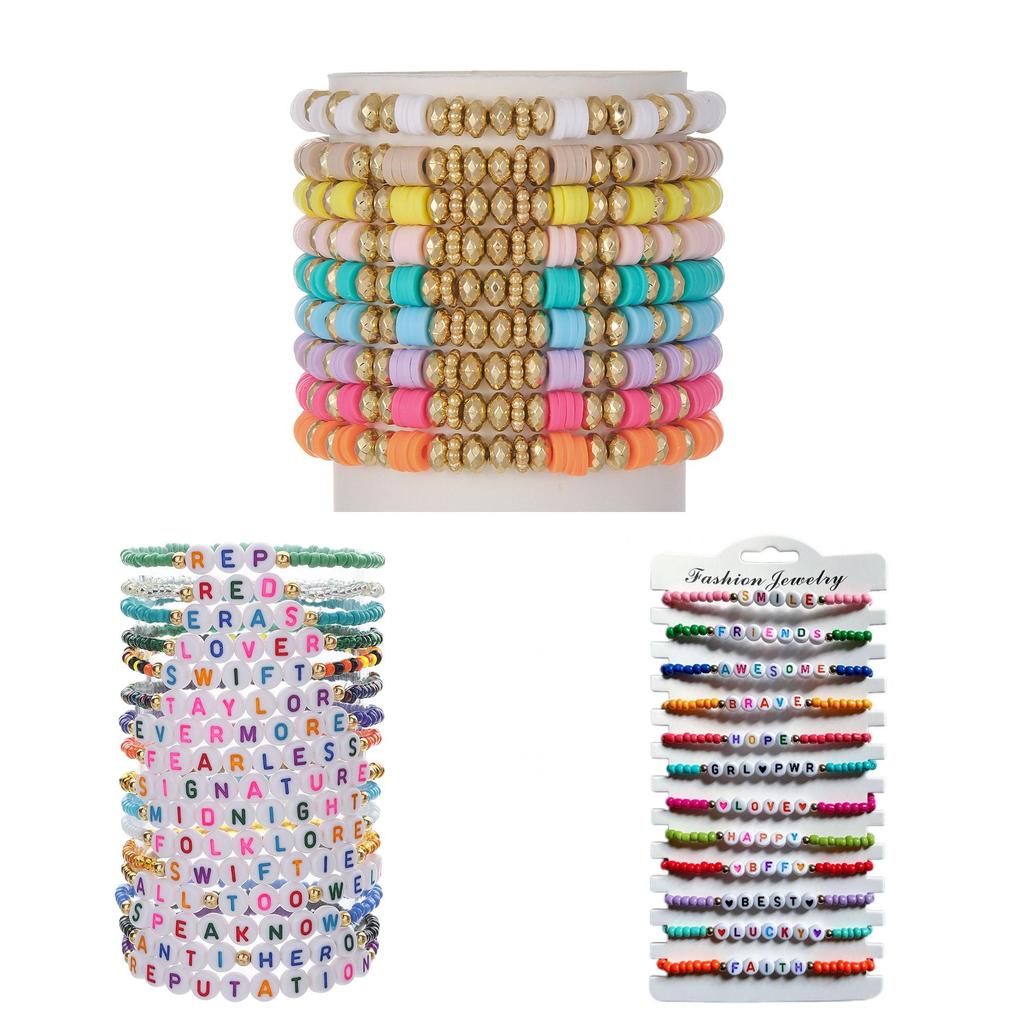Boho-Armbänder Set Mit bunten runden geometrischen Acryl-Design Für Frauen