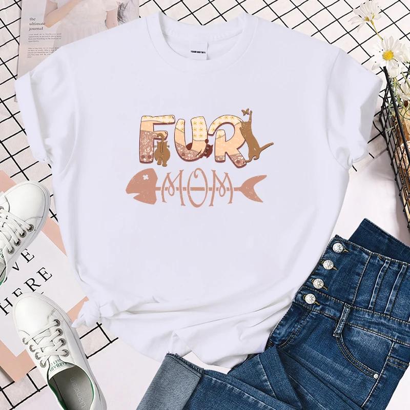 

(Премиум-футболка)Футболки с принтом «Fur Mom» для женщин, летние футболки, женские повседневные футболки с коротким рукавом и круглым вырезом XXXL золотой
