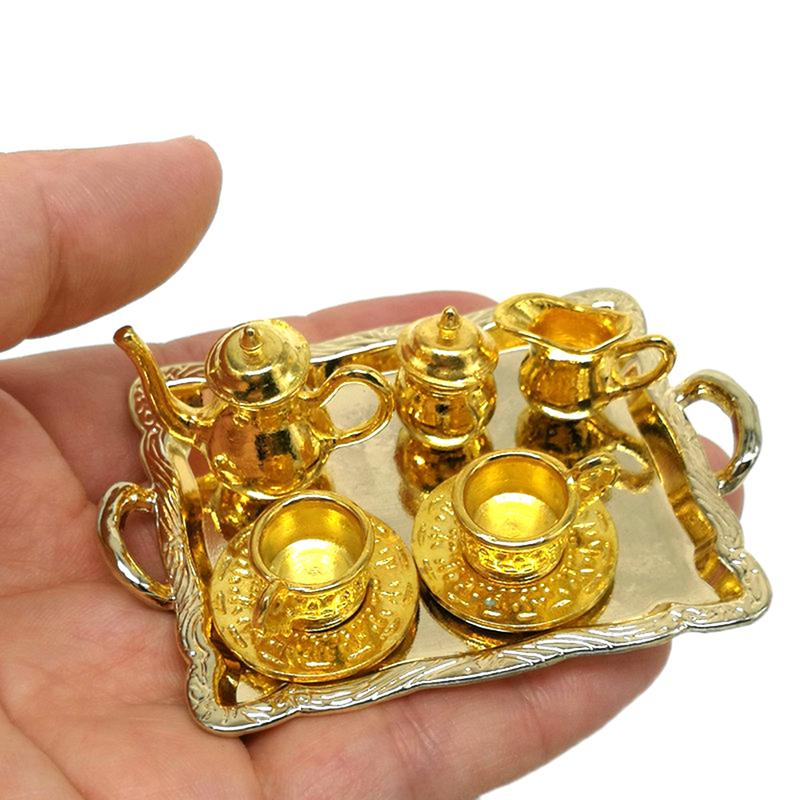 10 stk/sett dukkehus miniatyr metall te dukkehus møbler miniatyr leketøy