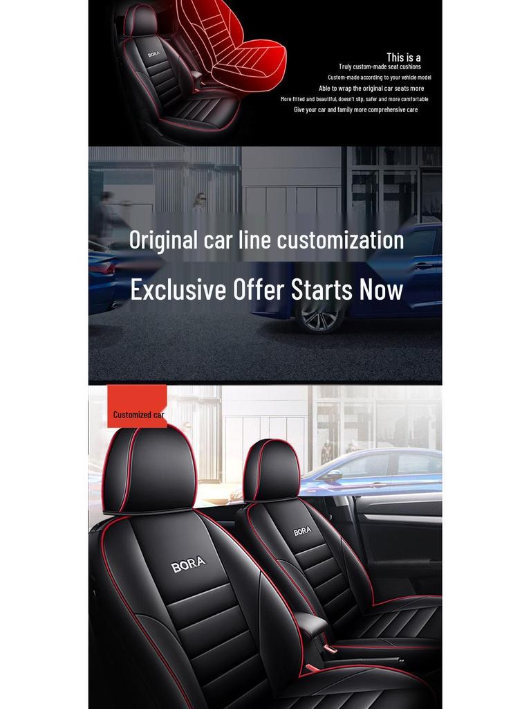 Husă Universală din Piele pentru Scaun Auto Seria Volkswagen Bora - Patru Sezoane, Acoperire Completă, Cinci Locuri.