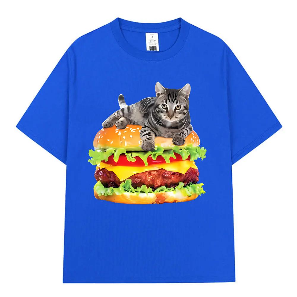 Hamburger Funny Cat Funny Meme TShirt Unisex Women Casual Fashion Vintage T Shirts Summer Cotton Oversized Short Sleeve Tshirts