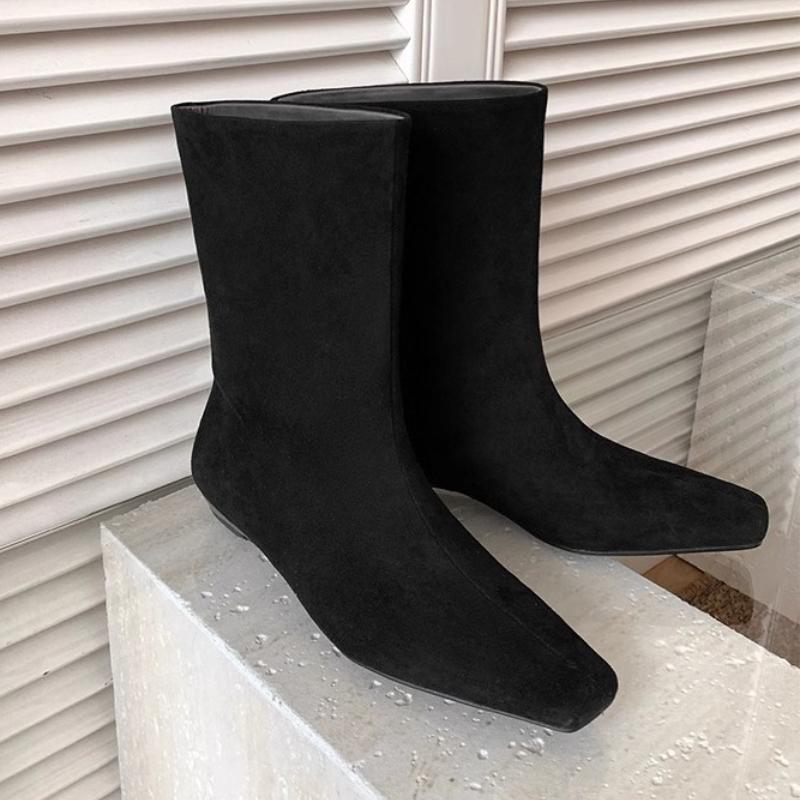 Fashion Elegant Women Ankle Boots Brand Party Fashion Boots 2025 Trend New Shoes Square Toe Flats Shoes Winter Knight's Gladiator Botas