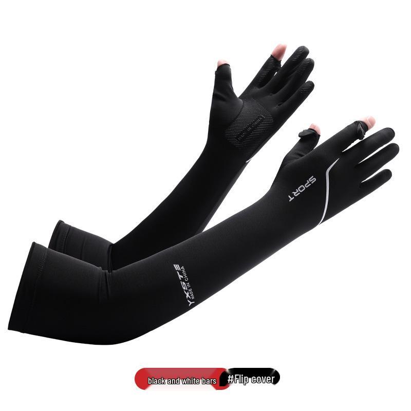 Unisex Elastic Ice Silk Sleeves for Summer Sun Protection - Non-Slip, Fingerless Design for Cycling, Hiking, and Outdoor Sports