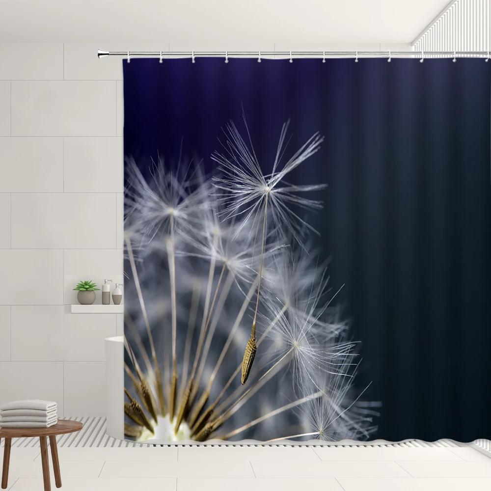 

Plants Landscape Shower Curtain Sets White Dandelion Flying Seeds Pattern Home Bathroom Decor Hanging Curtains Bathtub Screens W90XH180cm