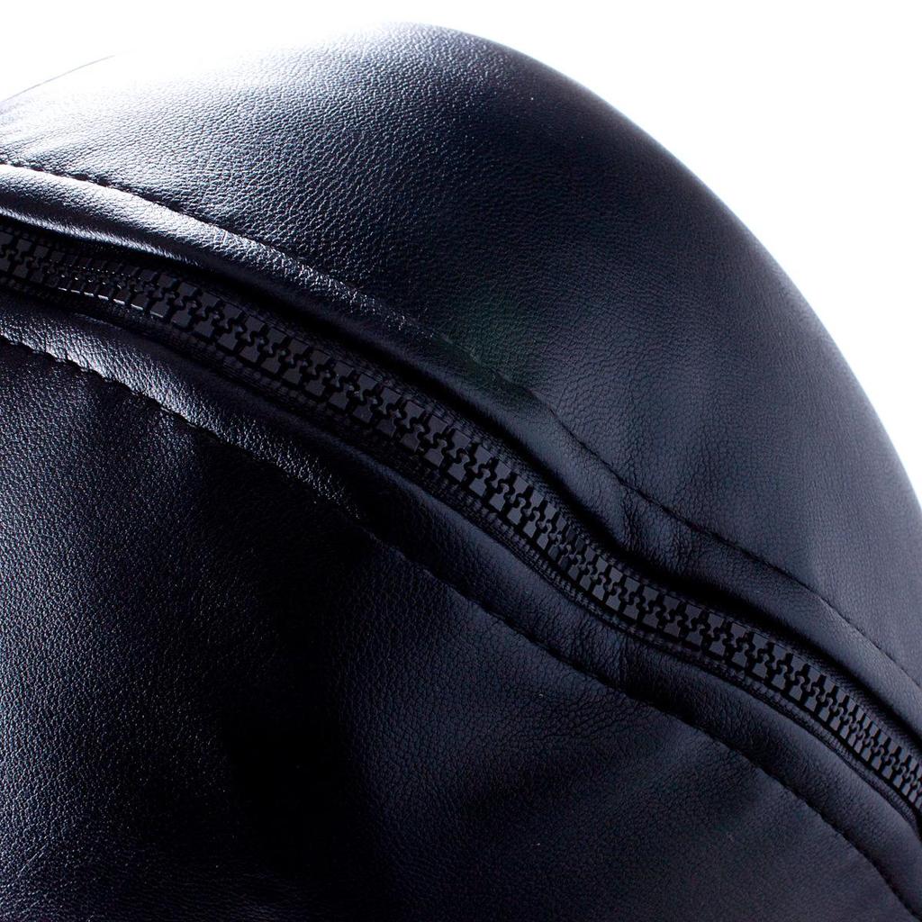 Aisile Adult Open Face Black PU Leather Hood Mask for Restraint and Punishment