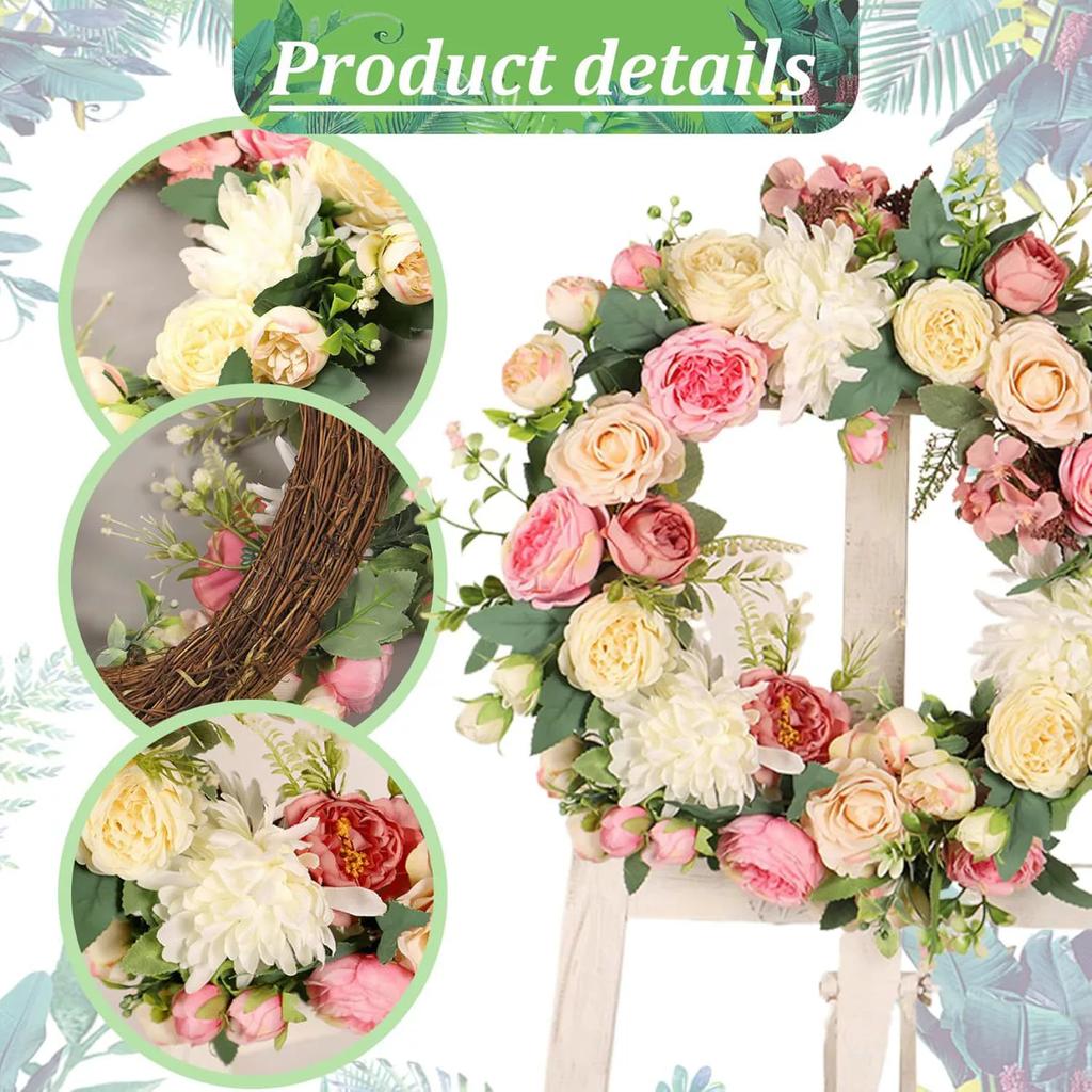 Artificial Peony Wreath Garland Rattan Home Decor Wedding Flower Door Decoration Table Centerpieces for Home And Wedding