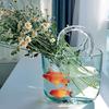 Trendige Glas-Handtaschen-Vase, Kreative Blasen-Fischglas-Blumenvase für Tischplatte, Hydroponische & Dekorative Blumen