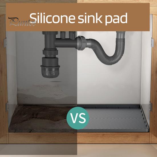 Silicone Sink Mat Waterproof Sink Liner Cabinet Protector Organizer Drip Tray Oil-Proof Easy To Clean Multi-Functional Kitchen Shelf Liner